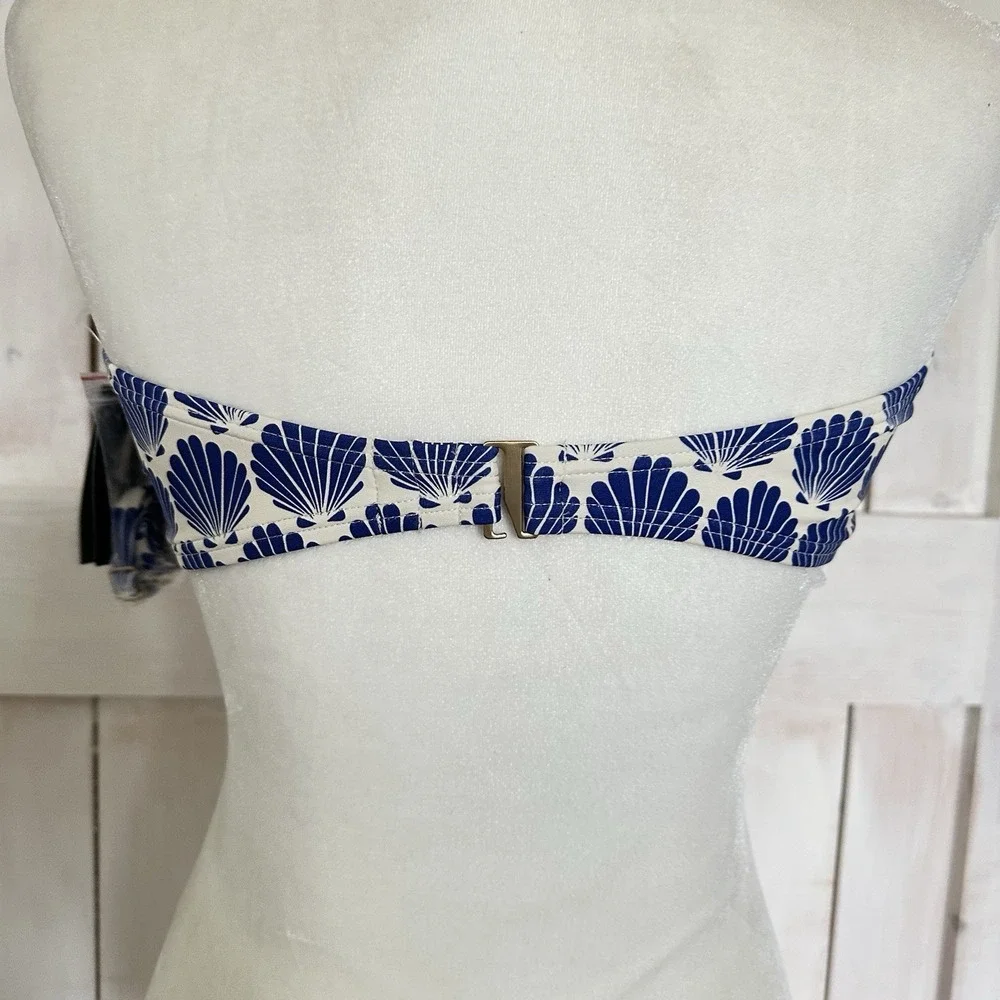 Kate Spade New York Shell Print Bandeau Bikini Swim Top Size Large MSRP $110 NWT